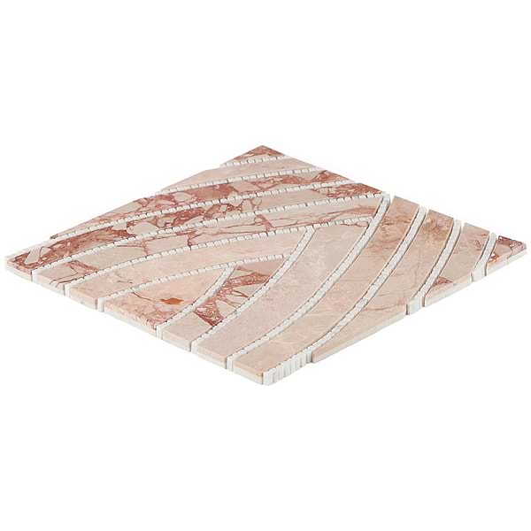 New Palm Beach by Krista Watterworth Leaf Pink Polished Marble Mosaic