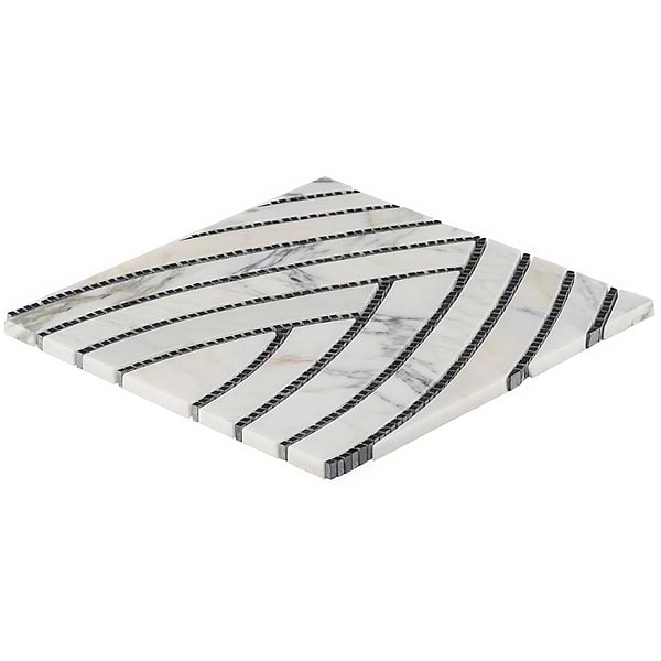 New Palm Beach by Krista Watterworth Leaf White Polished Marble Mosaic