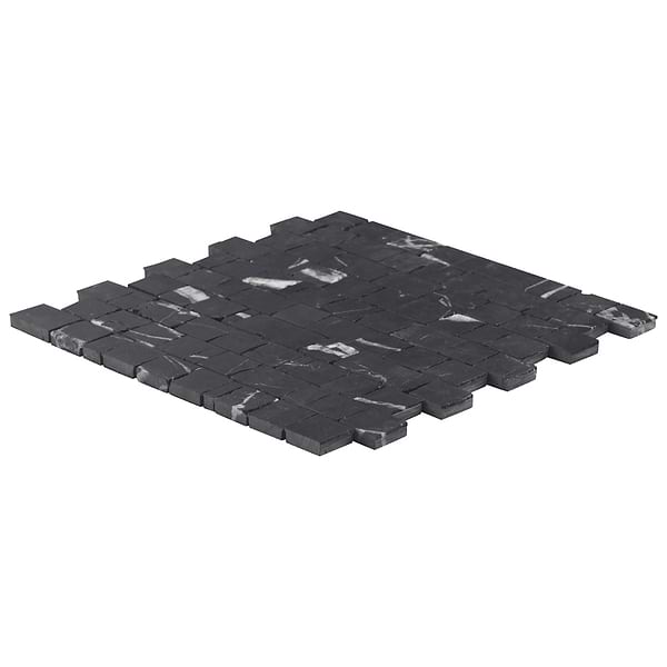 Avanti Nero Marquina Black Hand Clipped Joint Honed Marble Mosaic Tile