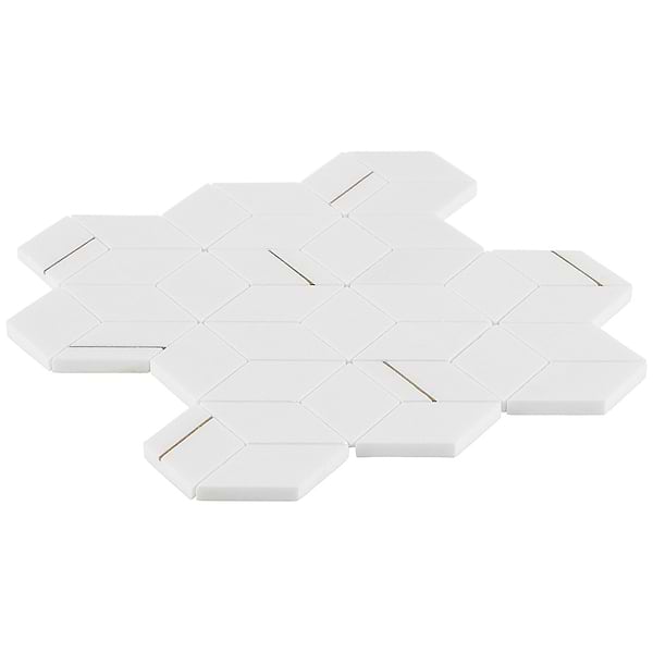Morgana Thassos Polished Marble and Brass Mosaic Tile