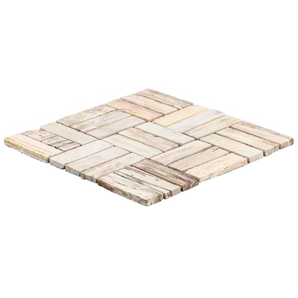 Fossil Basketweave 1x4 Petrified Stone Mosaic