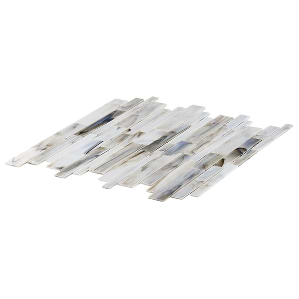 Matchstix Aura White Glass Polished Mosaic Tile