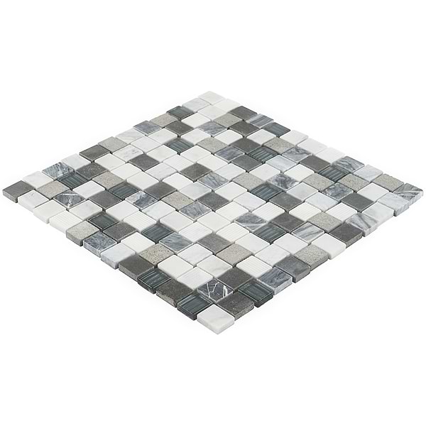 Esker Oxford Gray Squares Marble & Glass Tile