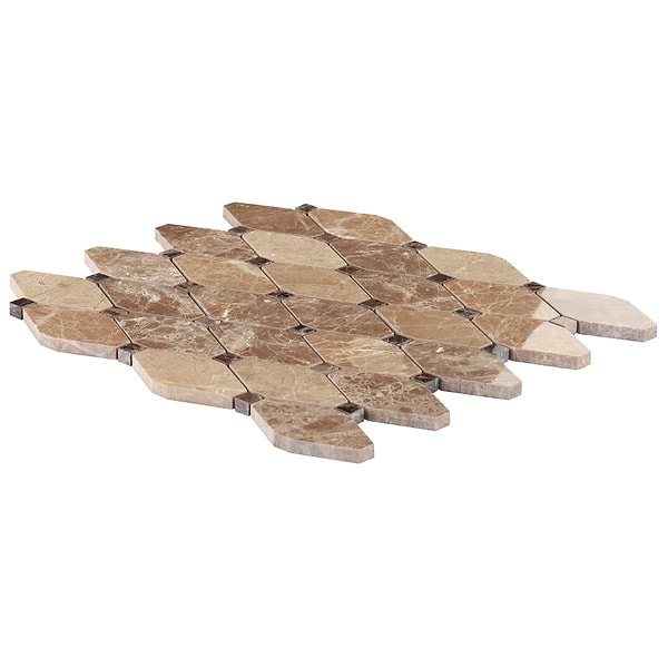 Octave Light Brown With Dark Emperador 2x4 Marble Polished Mosaic Tile