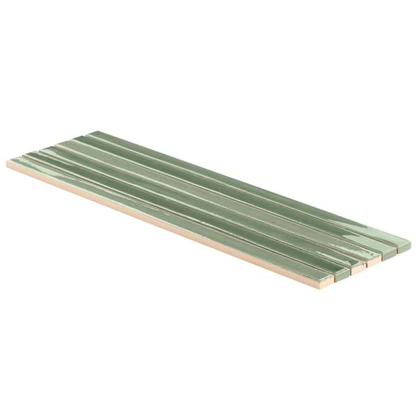 Kanbina Apple Green 5x18 Glossy Ceramic Mosaic Tile