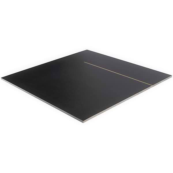 Lines Brass Inlay Black 24x24 Matte Porcelain Tile