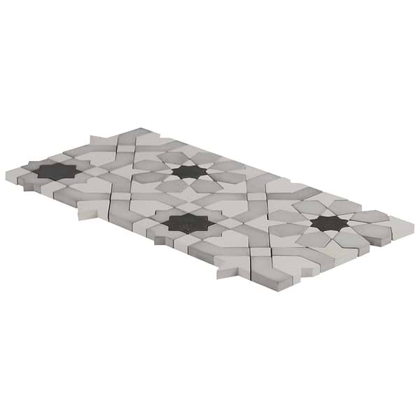 Cantico Fes Cloud Gray Mixed Finish Lava Stone and Cement Mosaic Tile