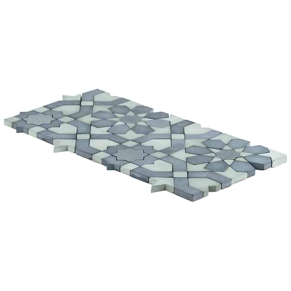 Cantico Fes Ocean Blue Mixed Finish Lava Stone and Cement Mosaic Tile