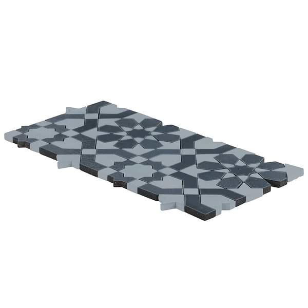 Cantico Fes Sky Blue Mixed Finish Lava Stone and Cement Mosaic Tile