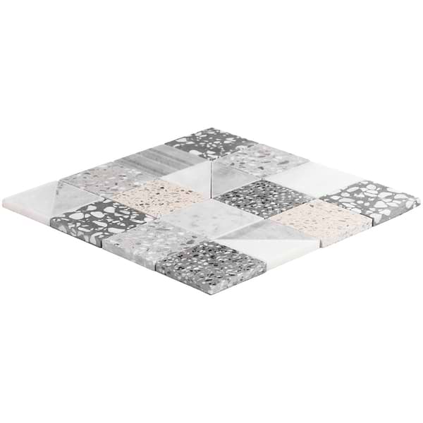 Elizabeth Sutton Artem Dove Gray 3x3 Polished & Honed Marble and Terrazzo Mosaic Tile