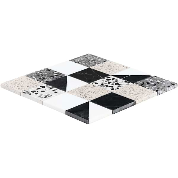 Elizabeth Sutton Artem Pica Black & White 3x3 Polished & Honed Marble and Terrazzo Mosaic Tile
