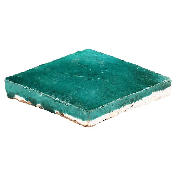 Breeze Tide Turquoise 4" Square Crackled Glossy Terracotta Square Tile