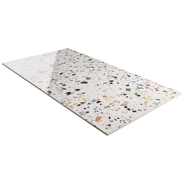 Bejeweled White Multicolor 24x48 Terrazzo Look Polished Porcelain Tile