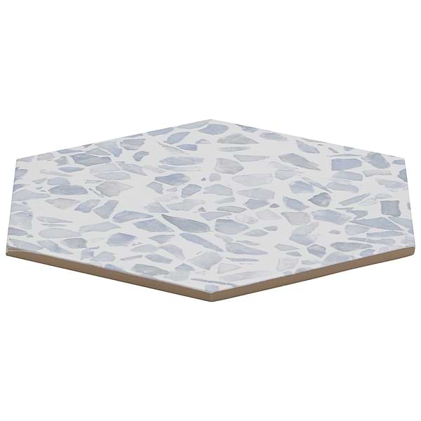 Terrazzo Hex Blue 9" Terrazzo Look Matte Porcelain Tile