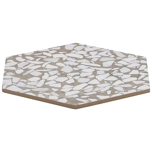 Terrazzo Hex Grigio Gray 9" Terrazzo Look Matte Porcelain Tile