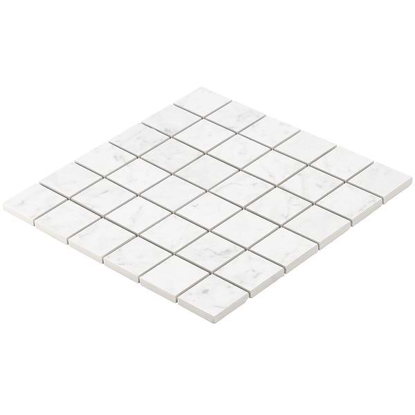 Marble Tech Bianco Gioia 2x2 Matte Marble Look Porcelain Mosaic Tile 