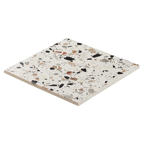 Chips Macro Bianco White 8x8 Terrazzo Look Matte Porcelain Tile