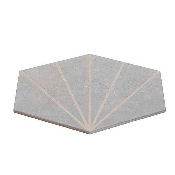 Pergola Beams Gray 12.5" Hexagon Matte Gray Porcelain Tile