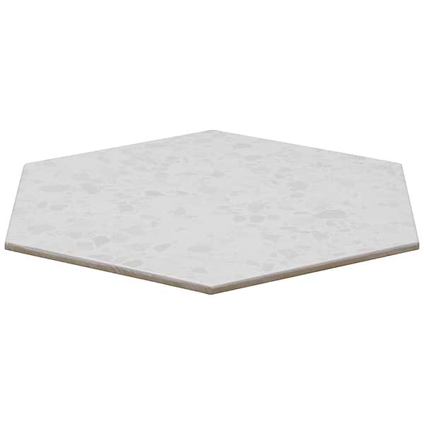 Six Hexagon White 12.5" Terrazzo Look Matte Porcelain Tile