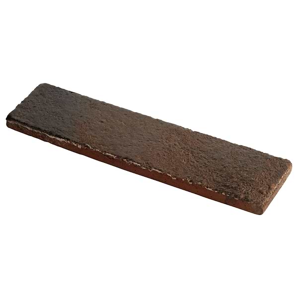 Emery Coffee Brown 2x8 Handmade Crackled Glossy Terracotta Tile