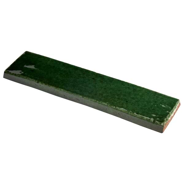 Emery Jungle Green 2x8 Handmade Crackled Glossy Terracotta Tile