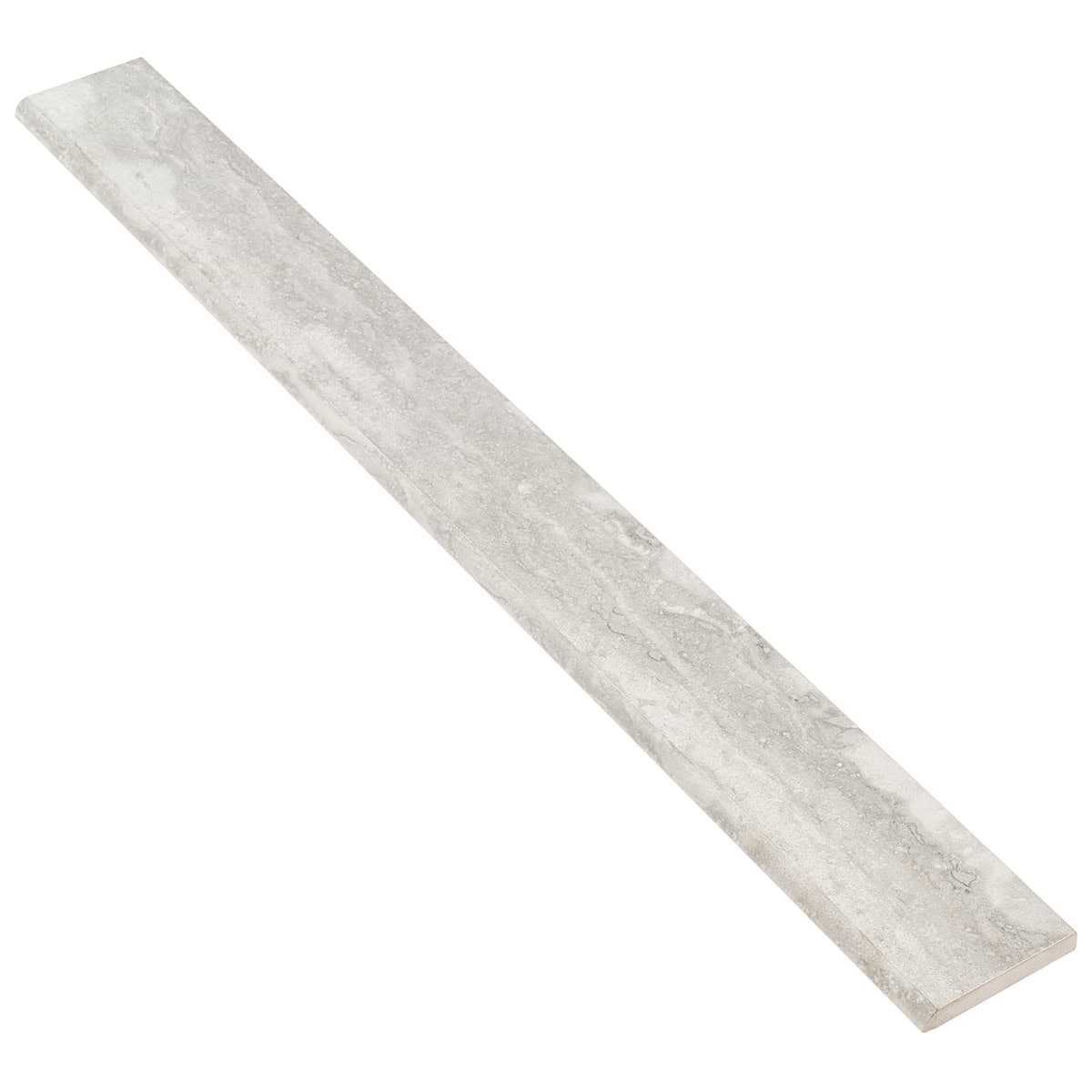 Basic Travertine Silver 2x24 Matte Porcelain Bullnose 