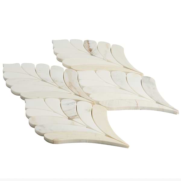 Konwalia Bianco White Floral Polished Marble Mosaic Tile