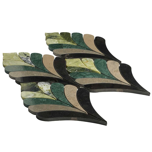 Konwalia Verde Green Floral Marble Mosaic Tile