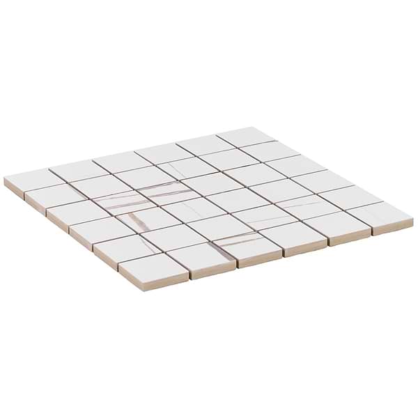 Minera Sahara Blanco White 2x2 Marble Look Matte Mosaic Tile