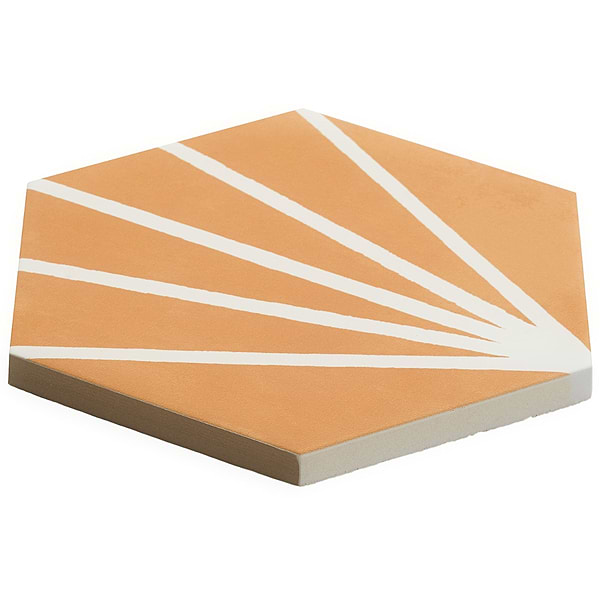 HexArt Deco Orange 8" Hexagon Matte Porcelain Tile