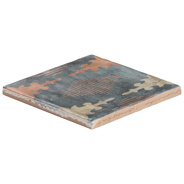 Paula Purroy Talia Aztec Blue Terracotta 5x5 Matte Ceramic Tile