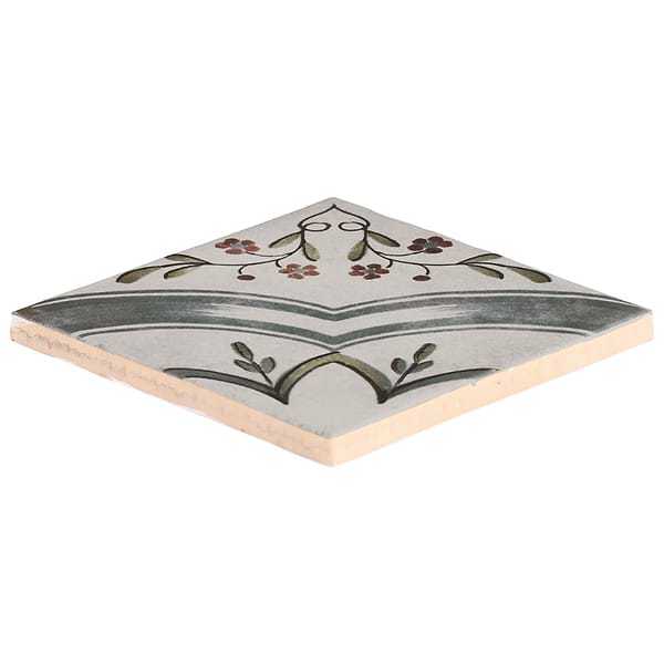 Paula Purroy Talia Blossom Blue Gray with Gold 5x5 Matte Ceramic Tile