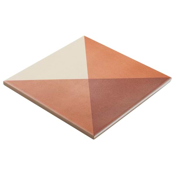 Art Geo by Elizabeth Sutton Deco Plaid Terracotta 8x8 Matte Porcelain Tile