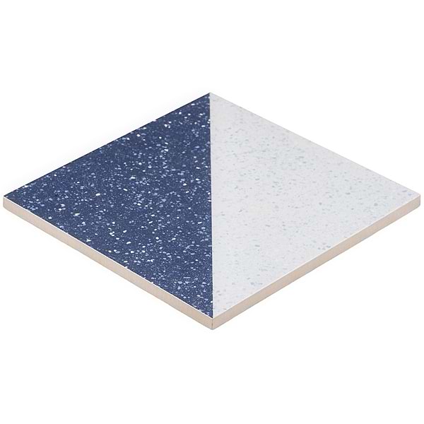 Art Geo Terrazzo Dos Blue by Elizabeth Sutton 8x8 Matte Porcelain Tile: Diamond Pattern