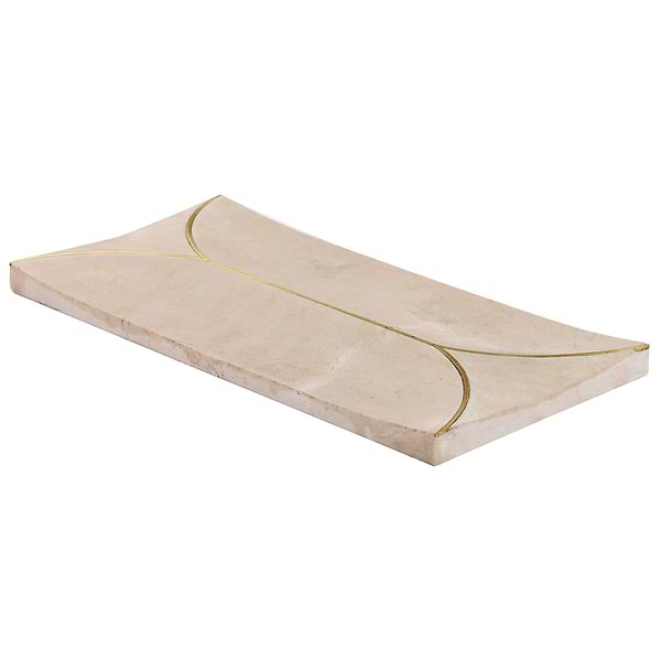Calypso 3D Carved Crema Marfil Beige with Brass Inlay 8x16 Honed Marble Limestone Tile