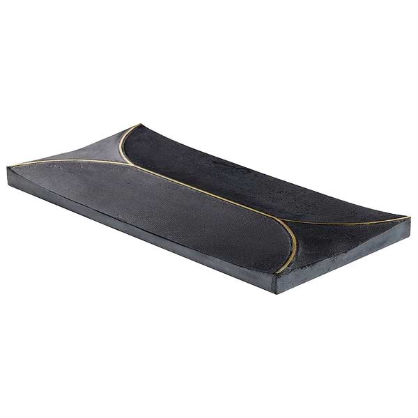 Calypso 3D Carved Nero Black Brass Inlay 8x16 Textured Honed Marble Limestone Tile