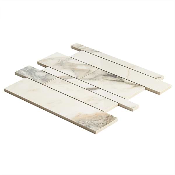 DreamStone Calacatta Rustico Railroad Polished Porcelain Mosaic