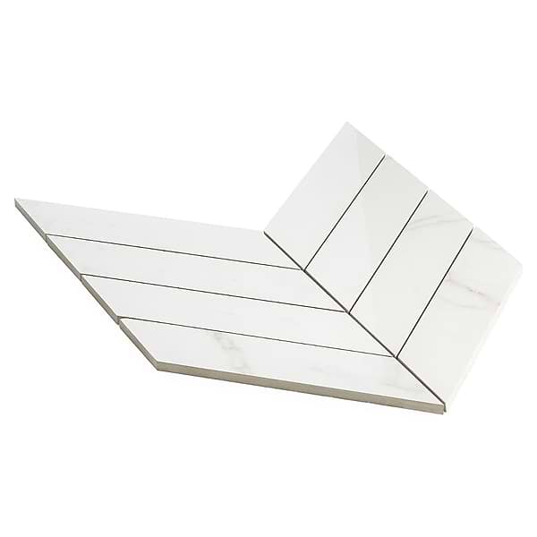 DreamStone Statuario Venato 2x8 Chevron Polished Porcelain Mosaic