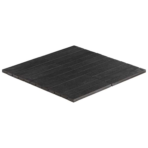 Era Charcoal Black 1x6 Stacked Limestone Look Matte Porcelain Mosaic Tile