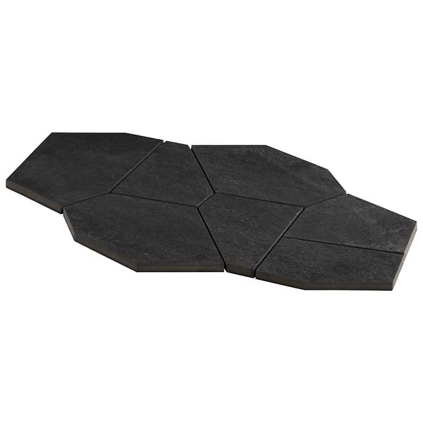 Era Charcoal Black Organic Pattern Limestone Look Matte Porcelain Mosaic Tile