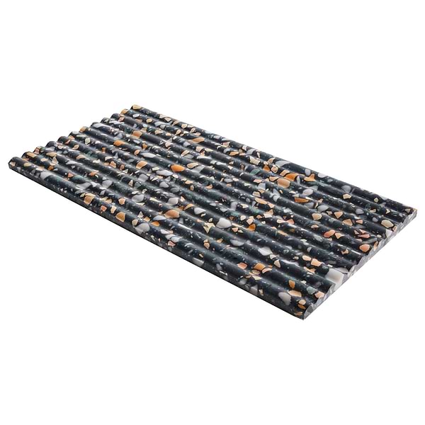Terrazzo Italy Fluted Cava Notte Black Honed Terrazzo Tile