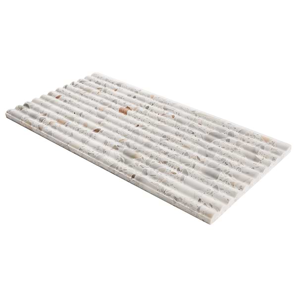 Terrazzo Italy Fluted Sacra Calacatta White 12x24 Honed Terrazzo Tile