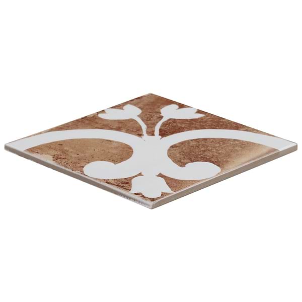 Angela Harris Mediterra Flora Terracotta 8x8 Matte Porcelain Tile