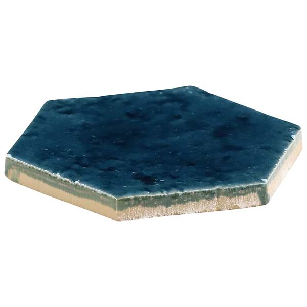 Breeze Ocean Blue 4.5" Hexagon Crackled Glossy Porcelain Tile