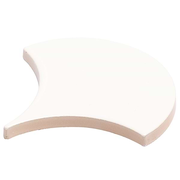 Highwater Rice White 5" Fish Scale Polished Ceramic Wall Tile