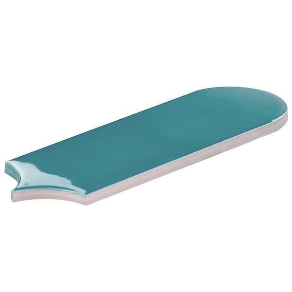 Parry Teal Blue 3x8 Fishscale Glossy Ceramic Wall Tile