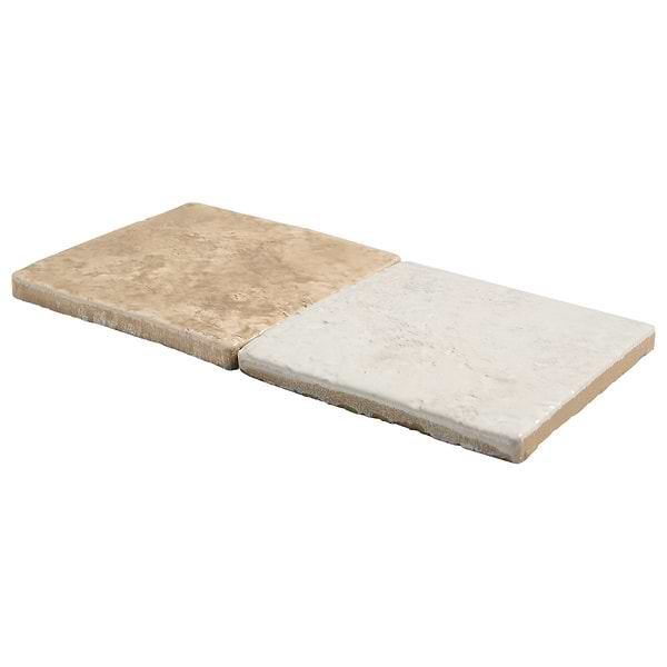 Greta Checkerboard Sand Beige and Seashell White 5x5 Glossy Textured Porcelain Tile