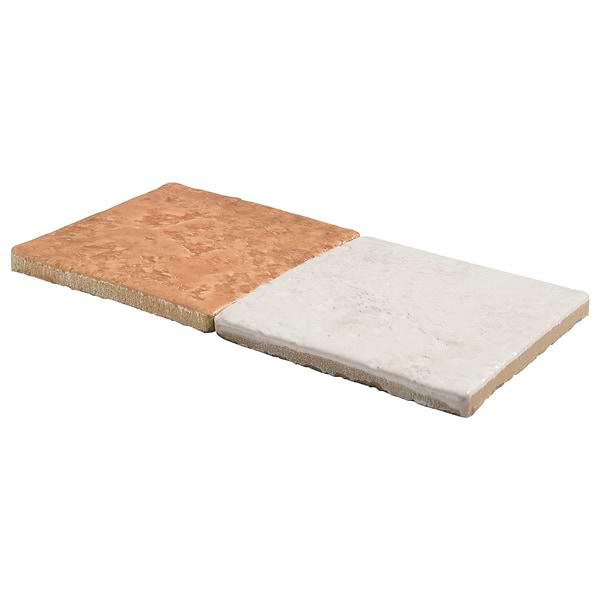 Greta Checkerboard Sunset Terracotta and Seashell White 5x5 Glossy Textured Porcelain Tile