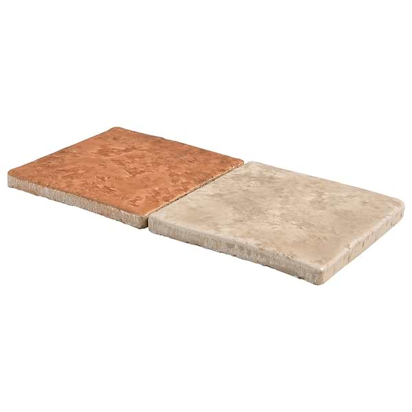 Greta Checkerboard Sunset Terracotta and Sand Beige 5x5 Glossy Textured Porcelain Tile