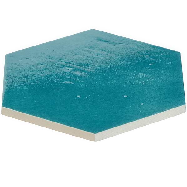 Cavallo Fiji Blue 7" Hexagon Glossy Porcelain Tile